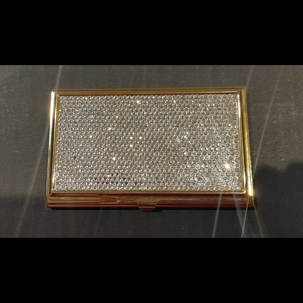 Judith Leiber Gold and Swarovski Crystal Card Case